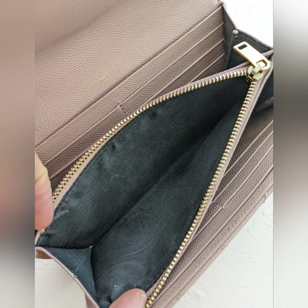 Chic Yves Saint Laurent YSL Clutch Wallet w Chain Buff Pink MSRP $1499 - Picture 3 of 15